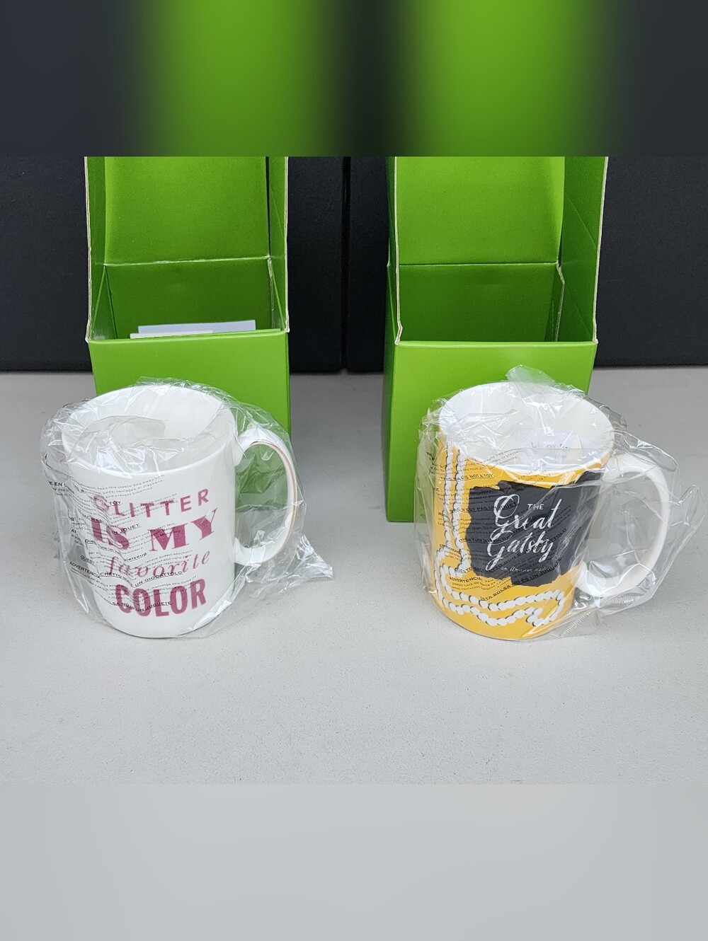 Lot of 2 Kate Spade Coffee Mug Lenox Simply Sparkling & The Great Gatsby NEW